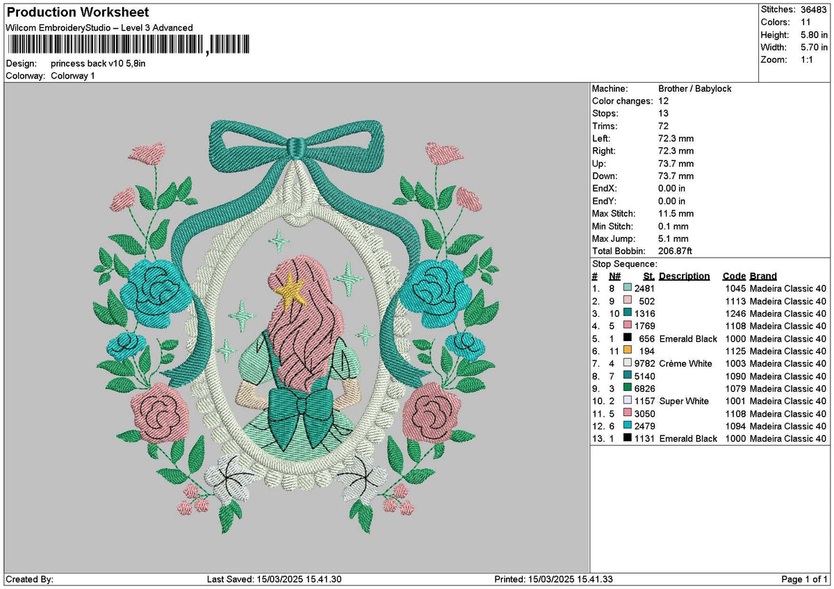 Princessflowers v10 Embroidery File 6 sizes