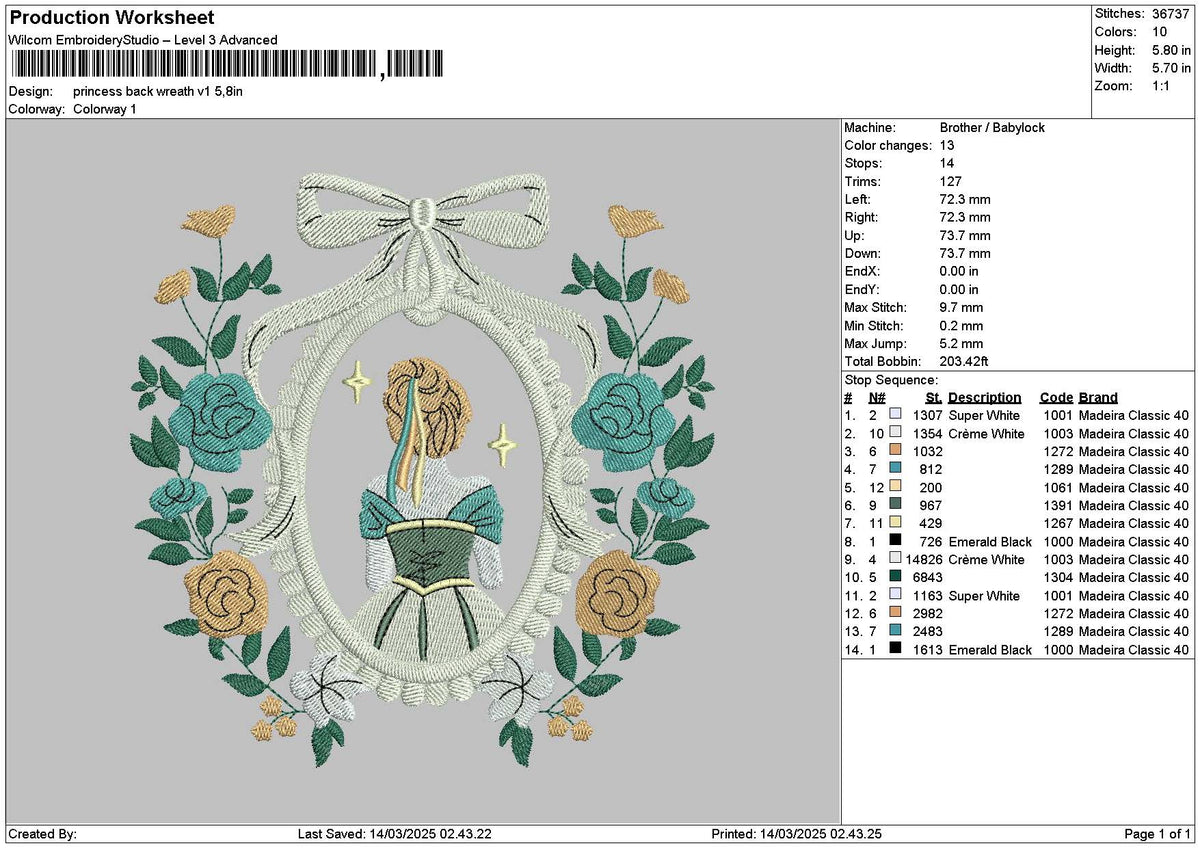 Princessflower V1 Embroidery File 6 sizes