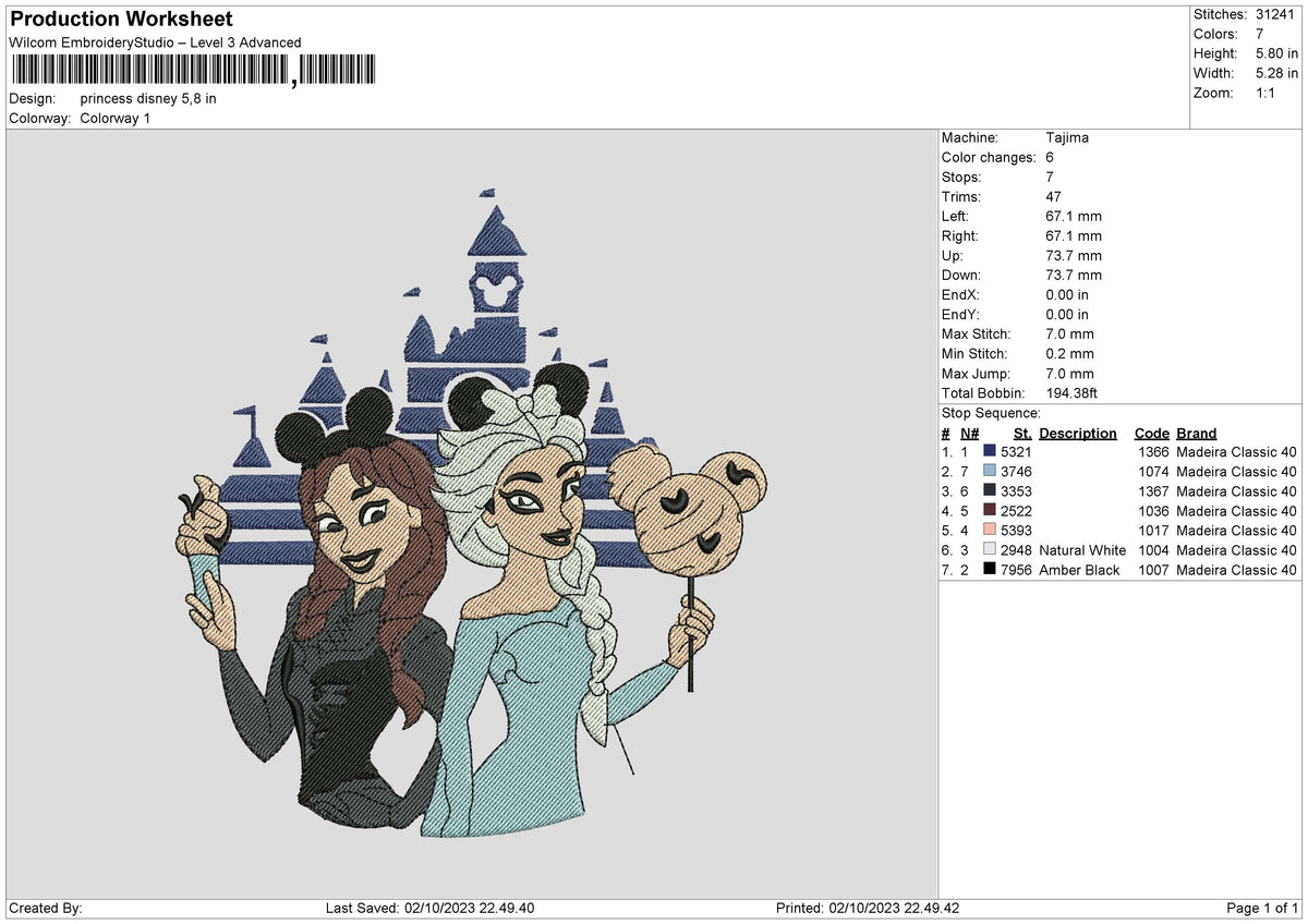 Princess Land Embroidery File 6 sizes