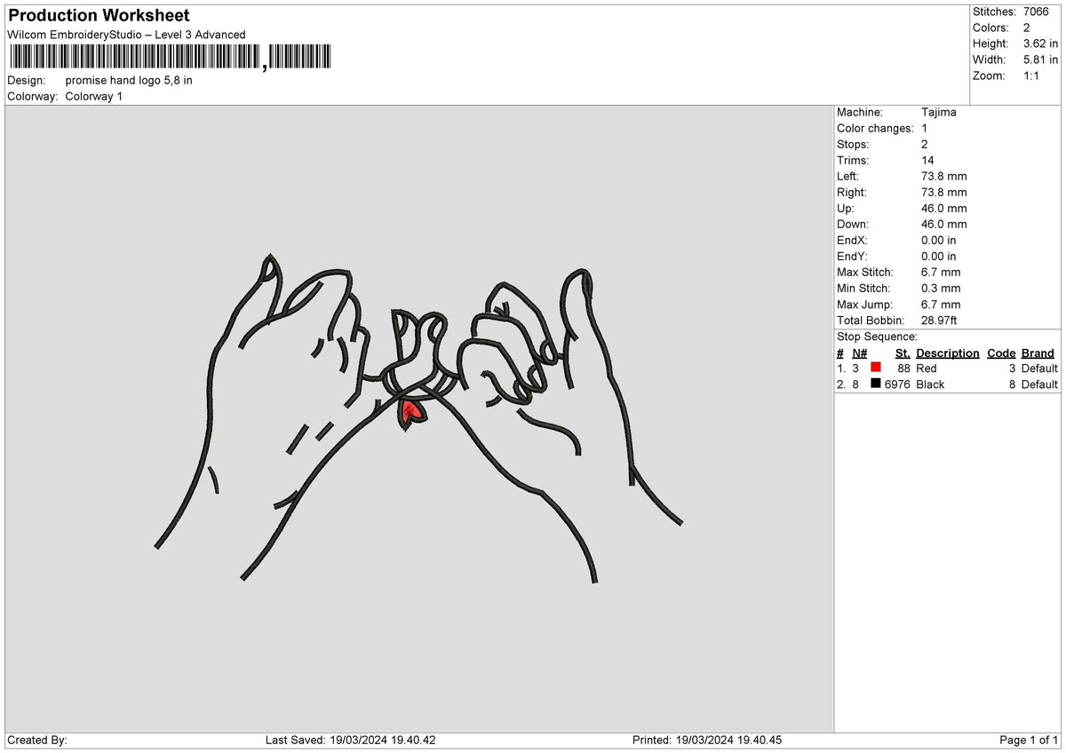 Promise Hand 1903 Embroidery File 6 sizes