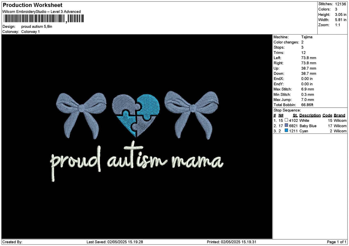 Proudtext 0205 Embroidery File 6 sizes