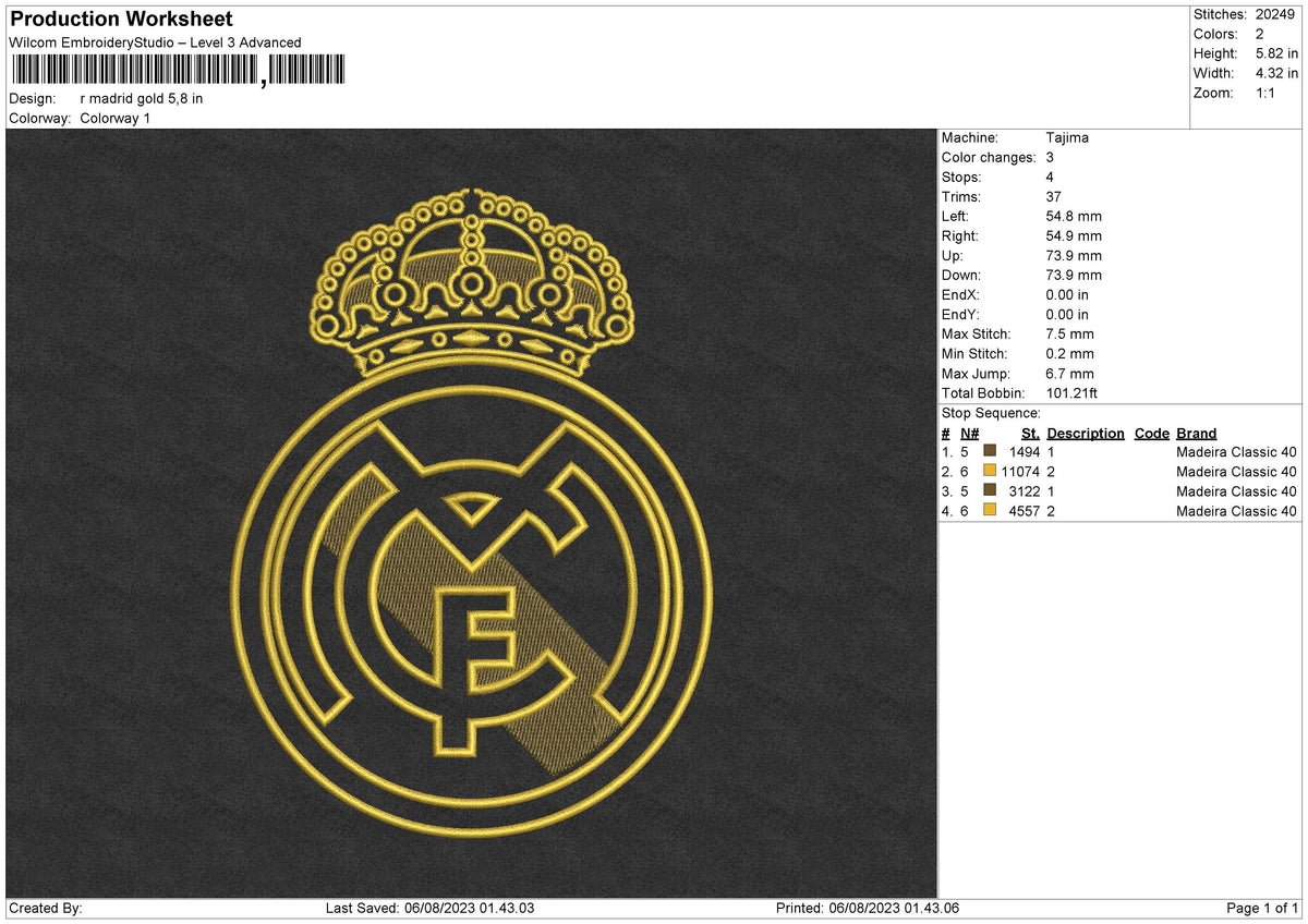 Madrid Gold Embroidery File 6 sizes