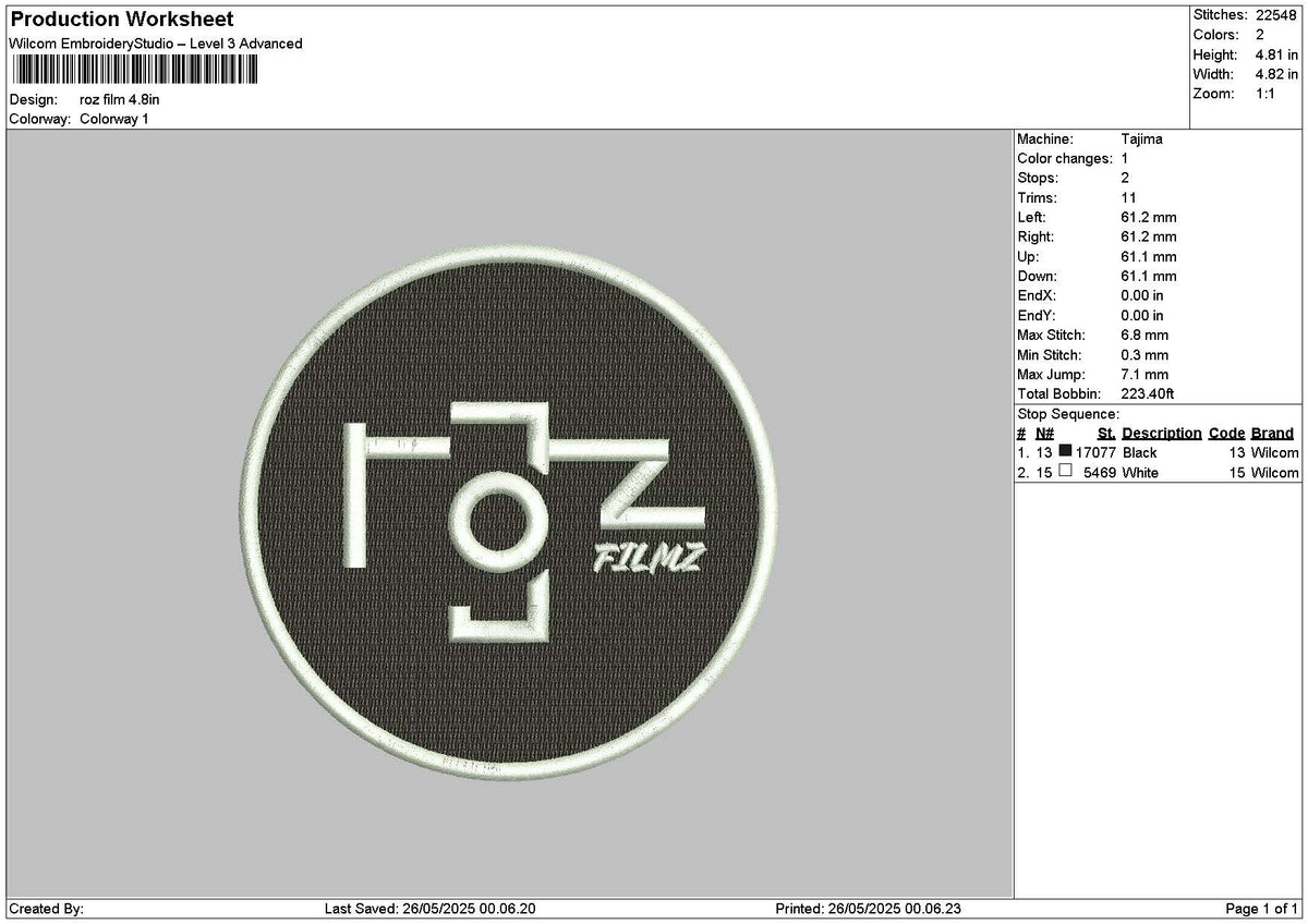 Rozcircle Embroidery File 6 sizes