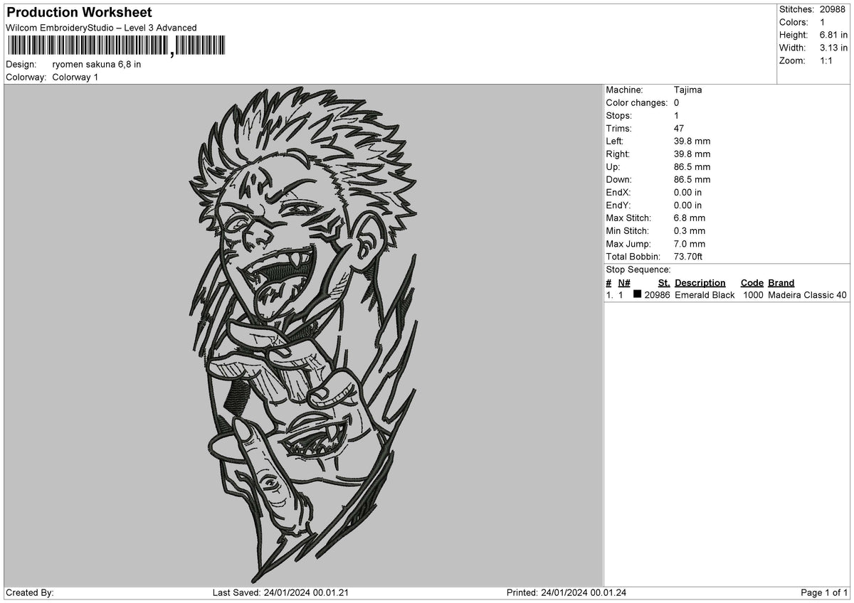 Ryomen Line Embroidery File 6 sizes