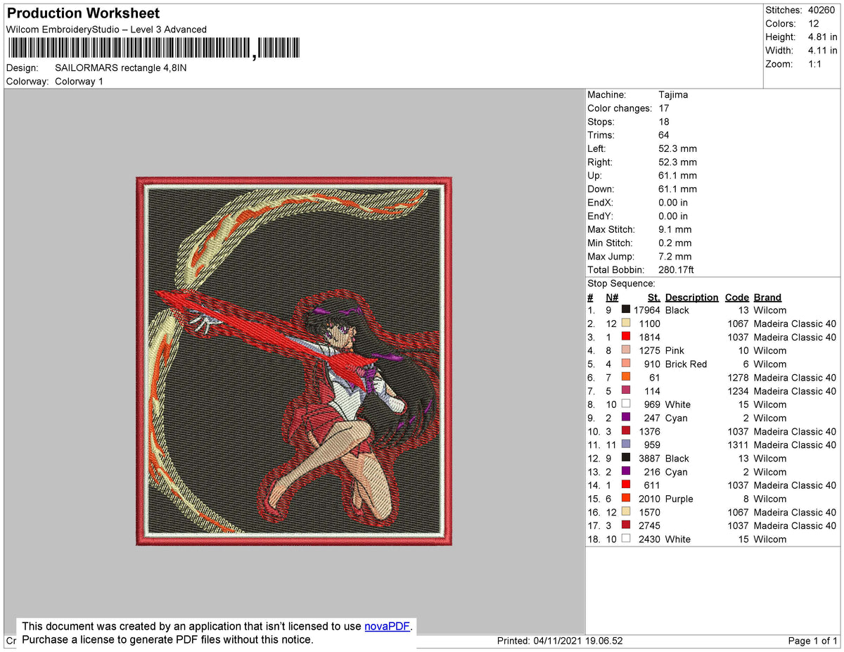 Sailormars Rectangle Embroidery