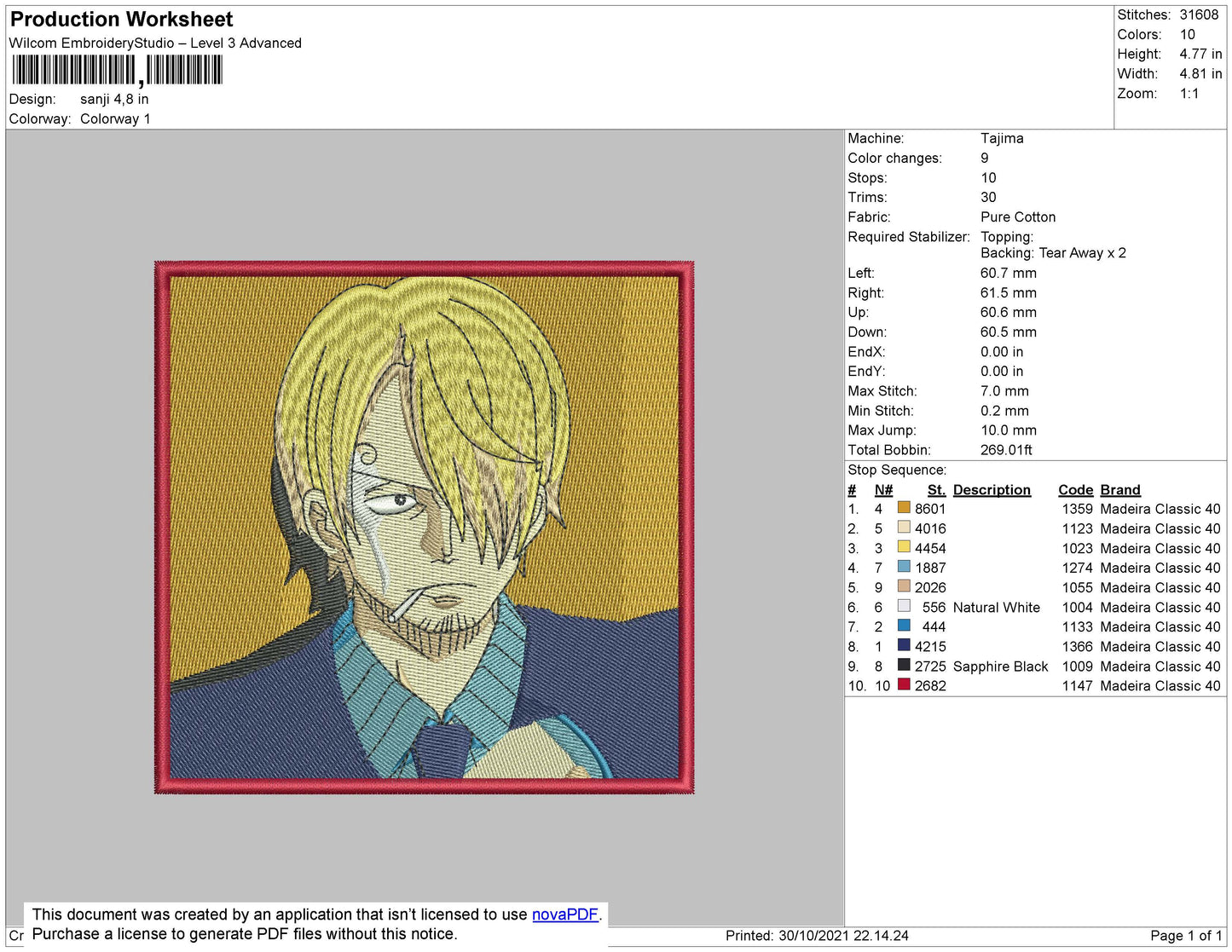 Sanji Embroidery