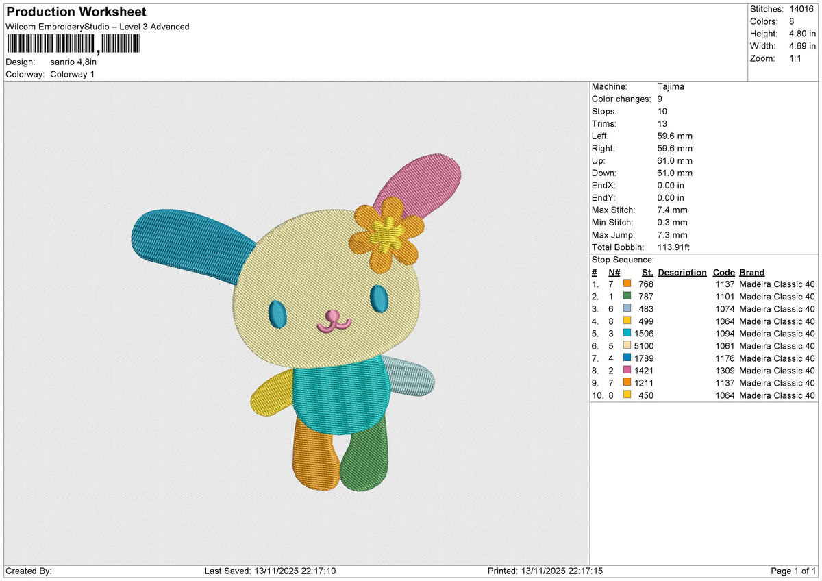 Sanrio Embroidery File 6 size