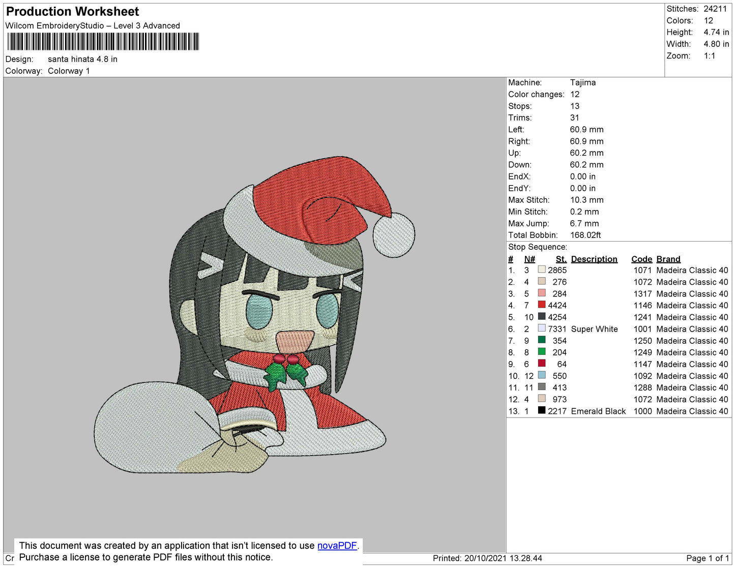 Santa Hinata Embroidery