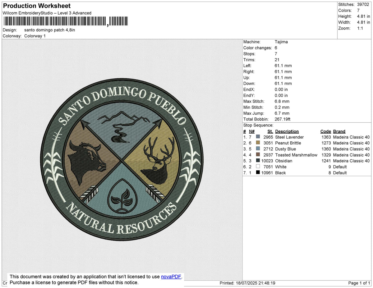 Santo Domingo Patch Embroidery File 6 size