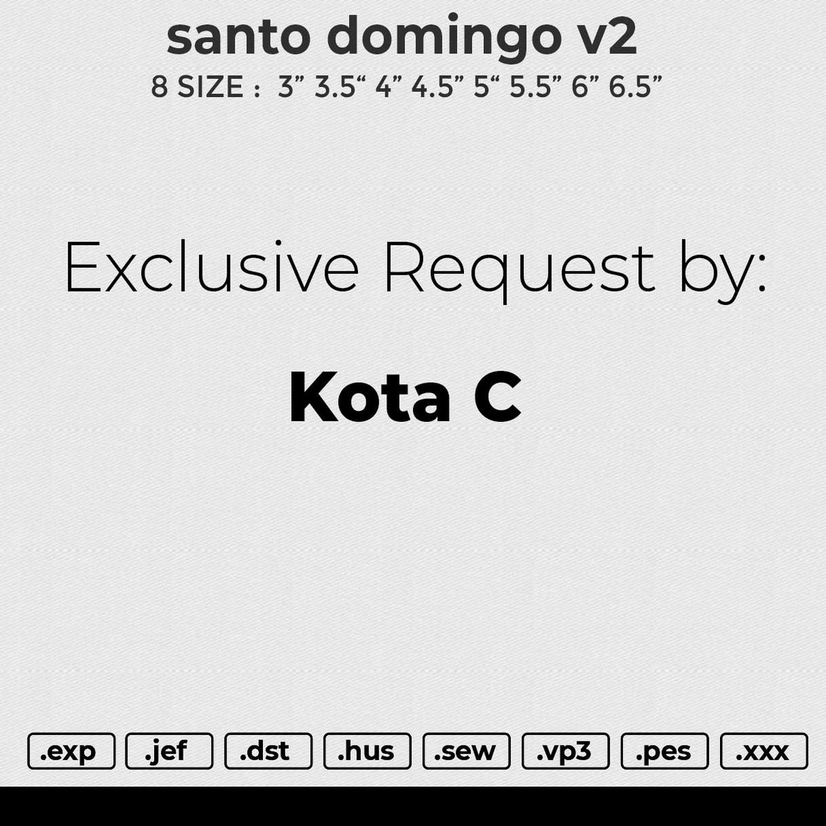 santo domingo v2 Embroidery File 6 size