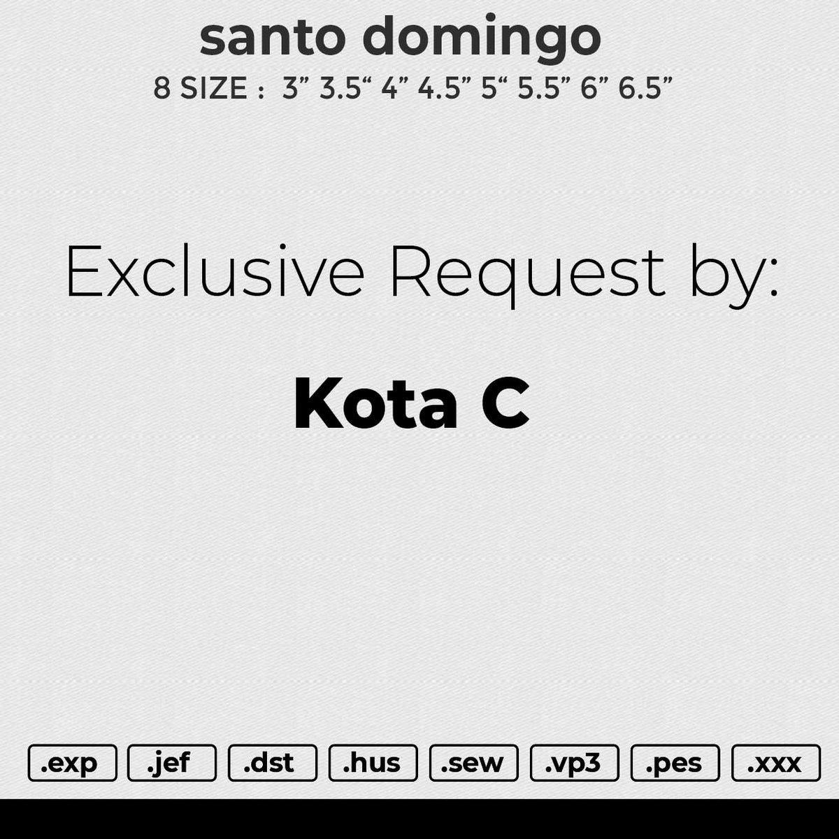 Santo Domingo Embroidery File 6 size