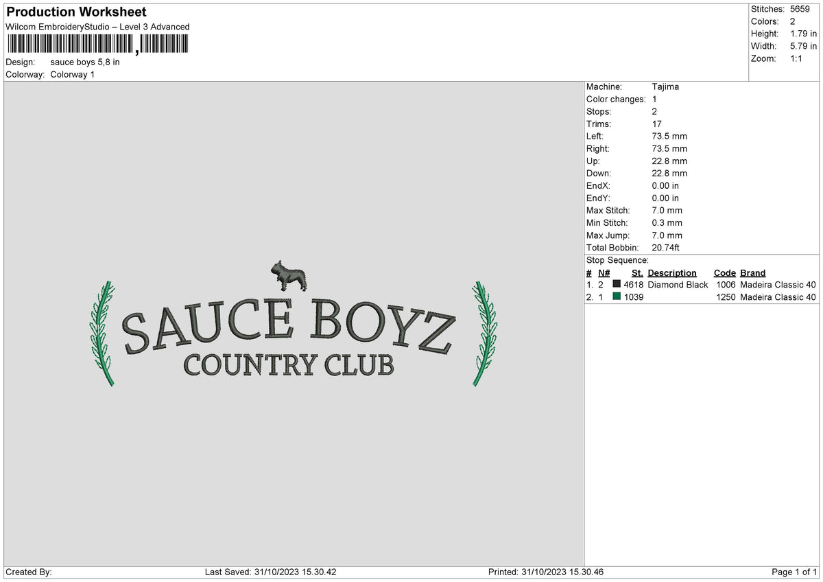 Sauce B Embroidery File 6 sizes