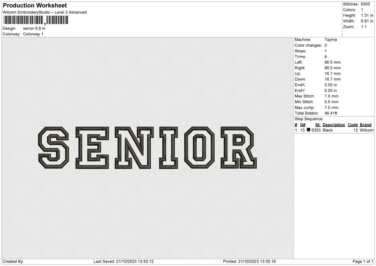 Senior Embroidery File 6 size