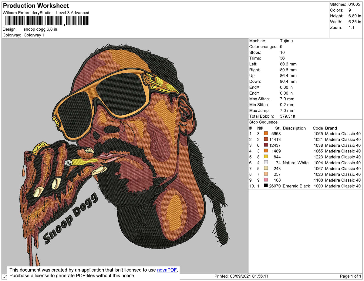 Snoop Dog Embroidery