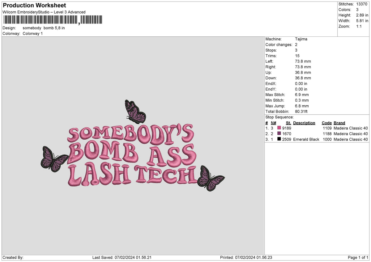 Somebody Text 02 Embroidery File 6 sizes
