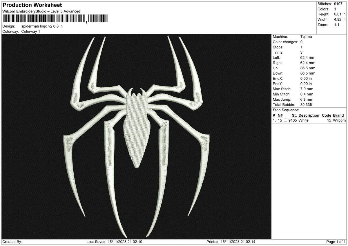 Spiderman logo v2 Embroidery File 6 size