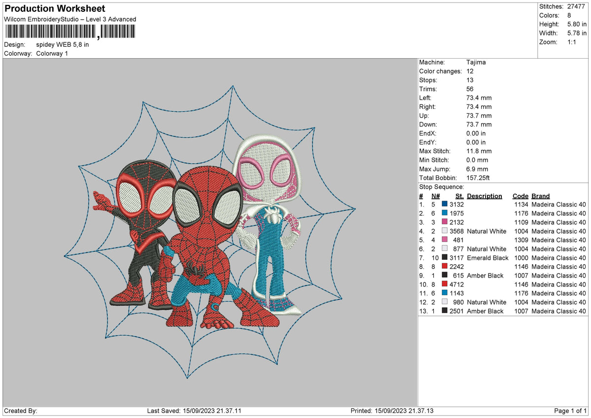 Spiders 1509 Embroidery File 6 sizes