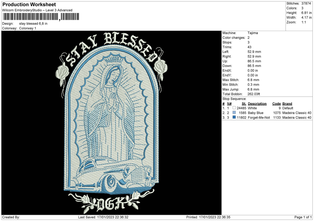 Stay Blessed Embroidery File 6 sizes