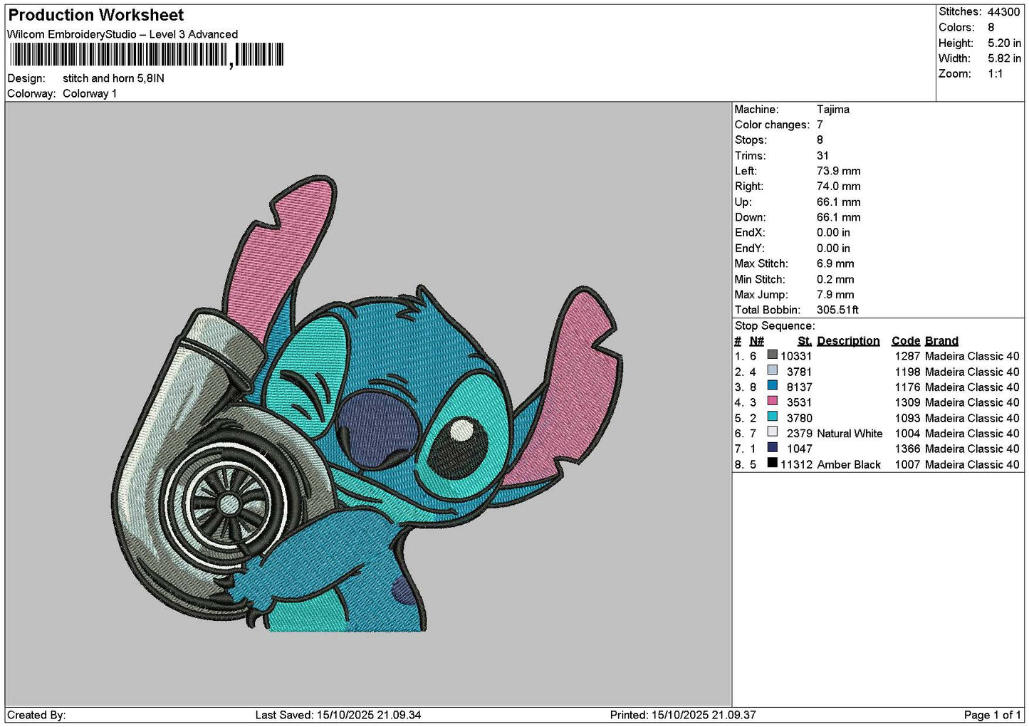 Stitch1510 Embroidery File 6 sizes