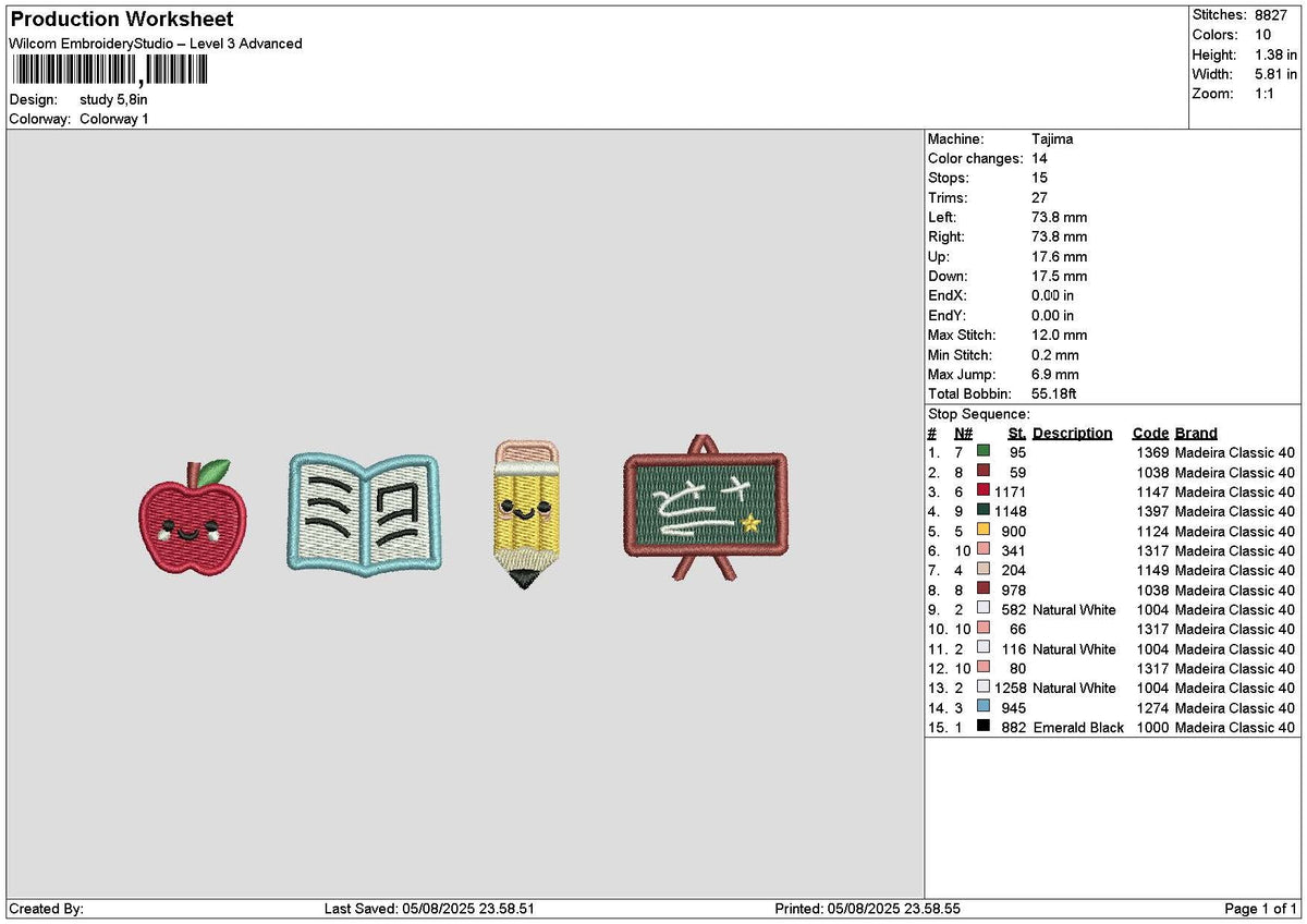 Book Icons Embroidery File 6 sizes