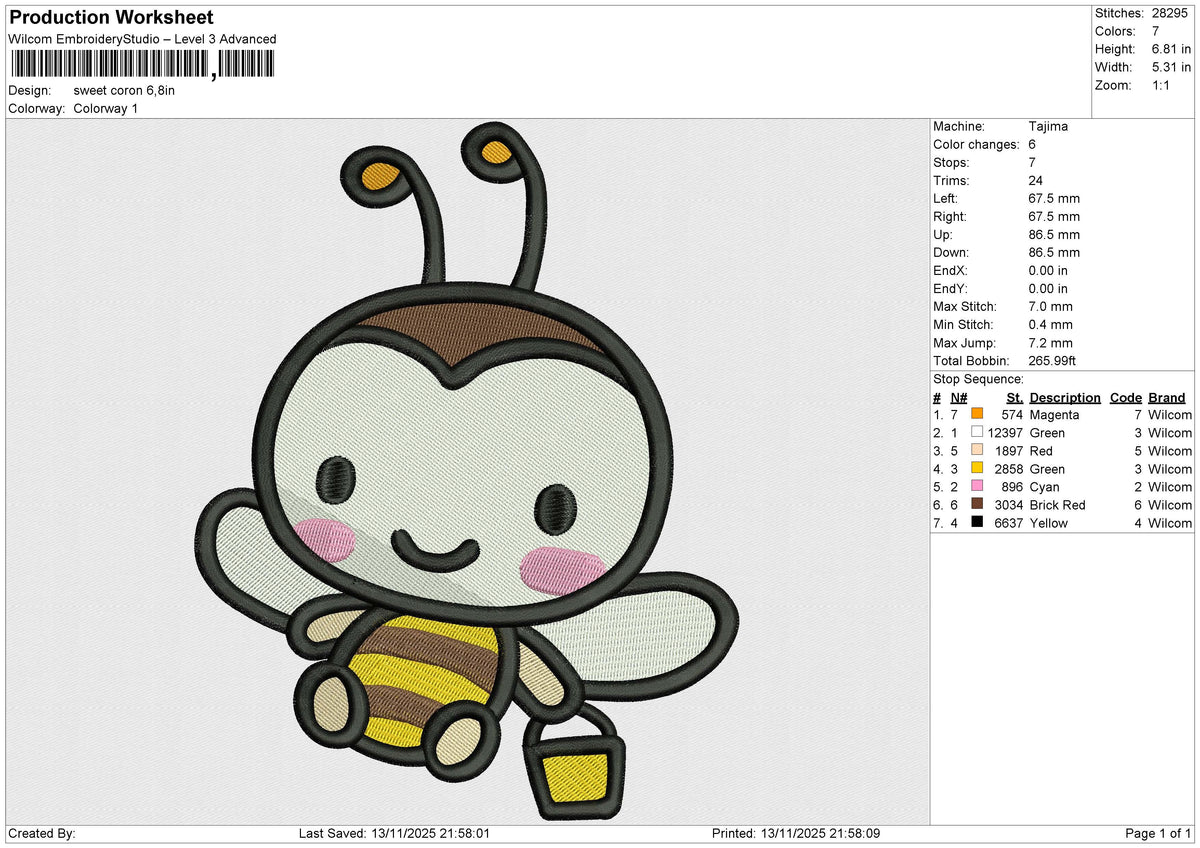 Sweet coron Embroidery File 6 size