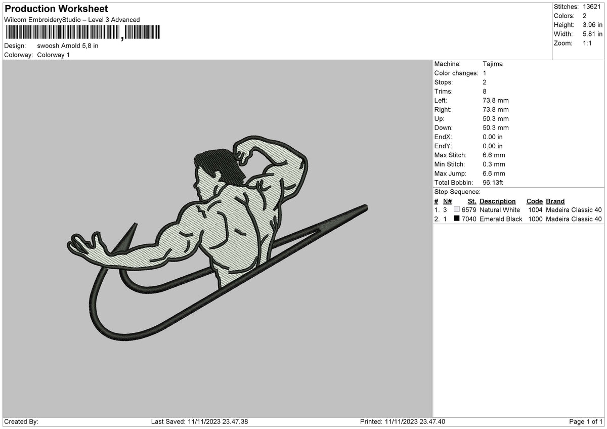 Swoosh Gym 1123 Embroidery File 6 sizes