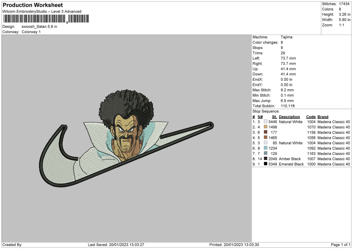 Swoosh Satan Embroidery File sizes