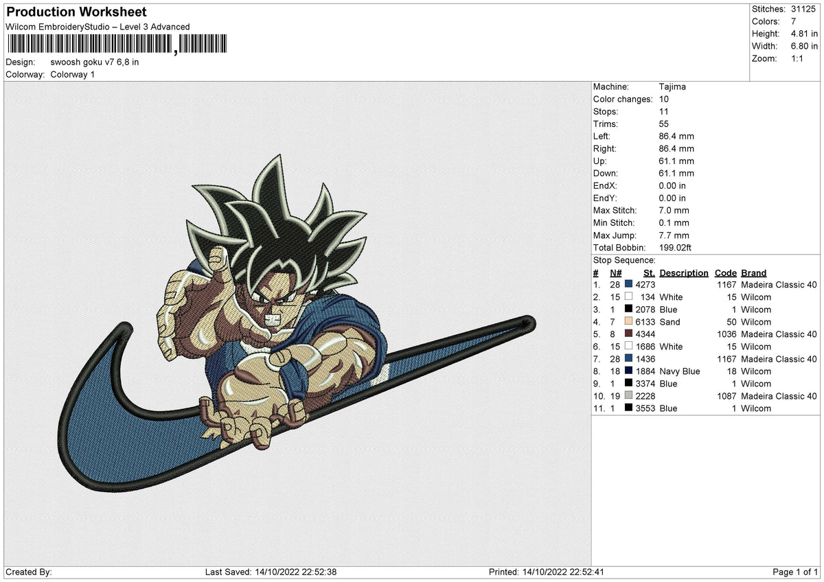Swoosh Goku v7 Embroidery