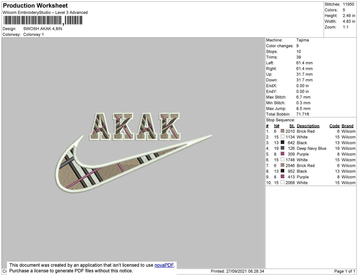 Swoosh AKAK Embroidery
