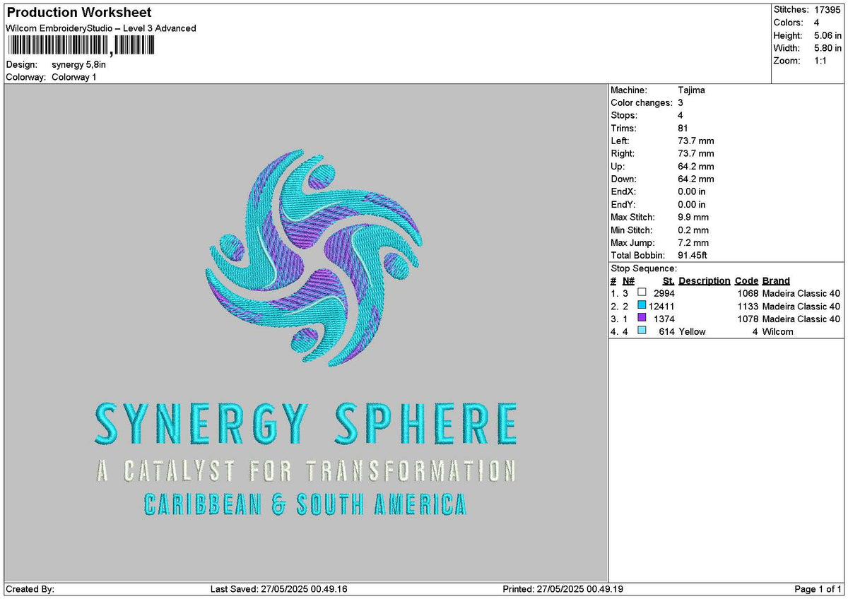 Synergytext Embroidery File 6 sizes
