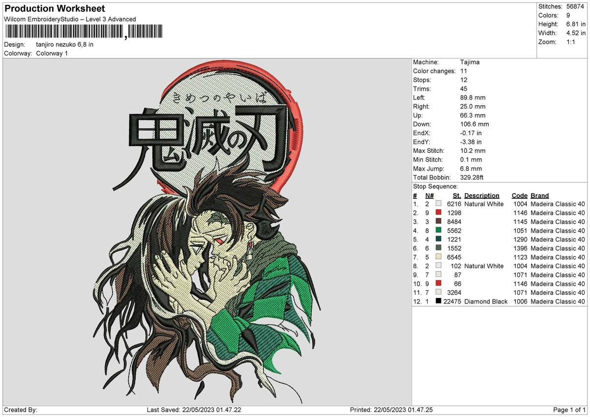 Tanjiro Nezuko Embroidery File 6 sizes