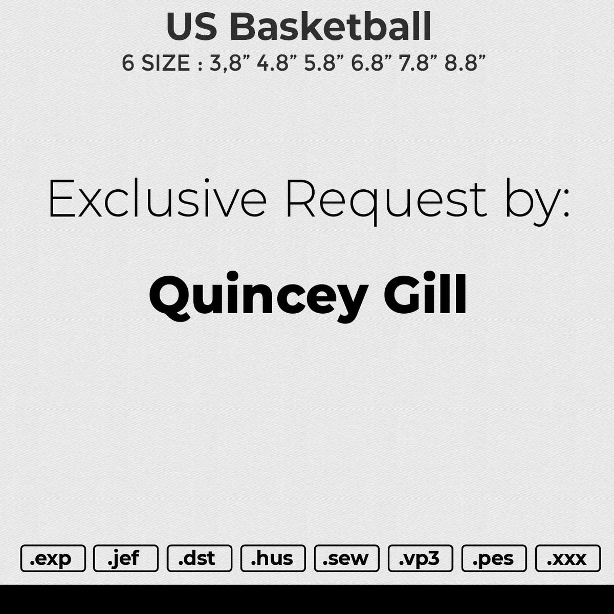US Basketball Embroidery File 6 size