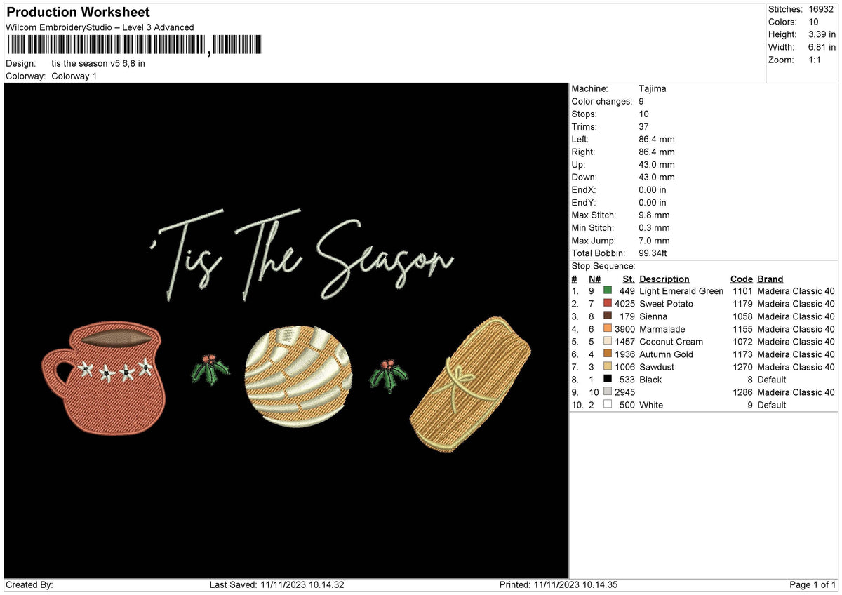 Tt Season V5 Embroidery File 6 sizes