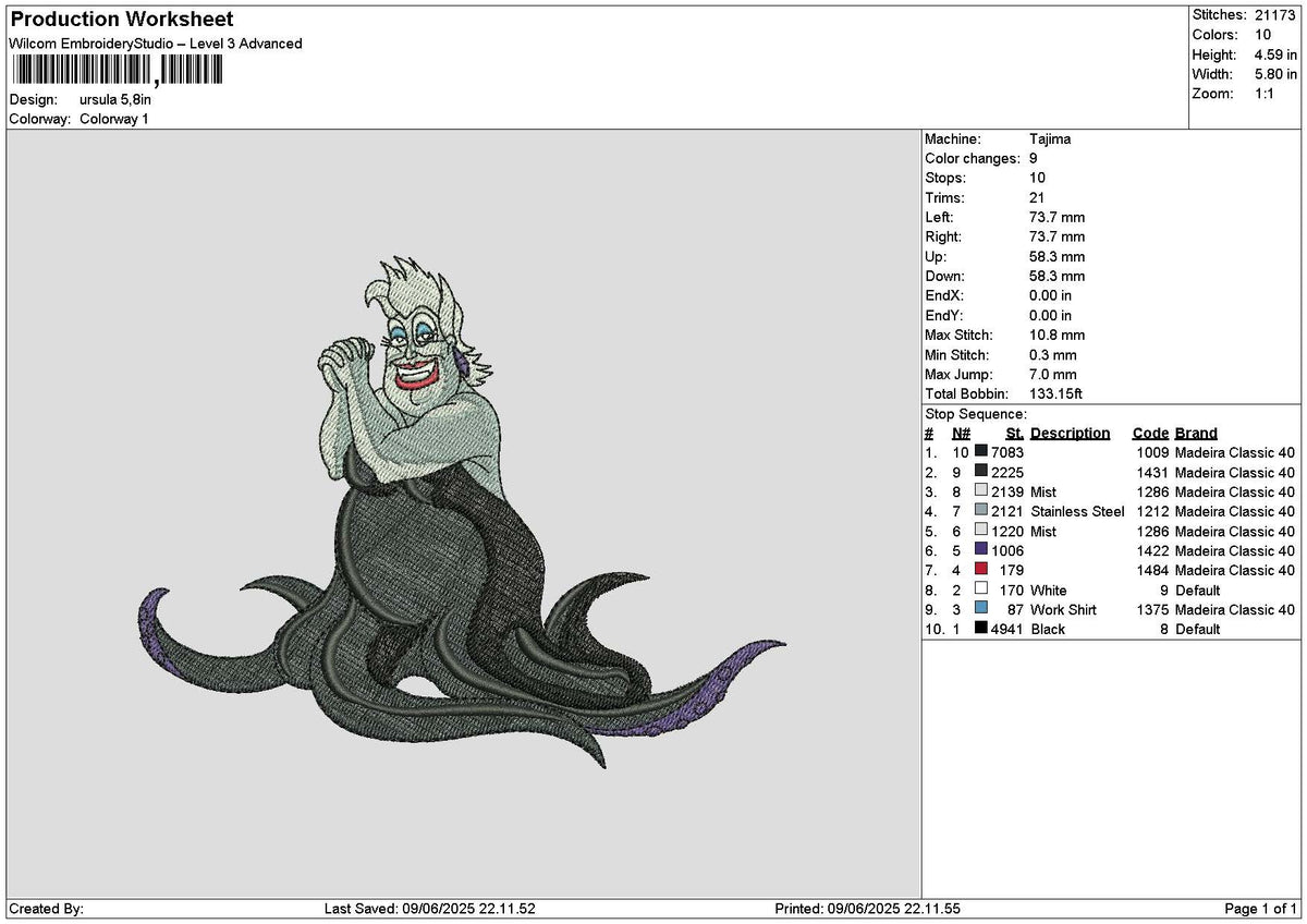 Ursula 01 Embroidery File 6 sizes