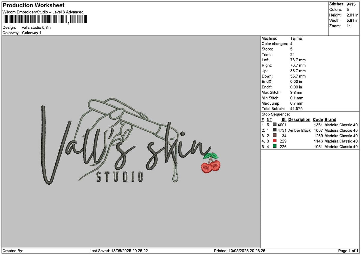 Vallstext Embroidery File 6 sizes
