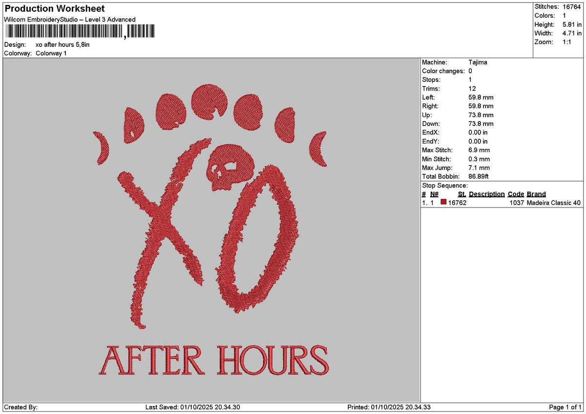 Xotext 0110 Embroidery File 6 sizes