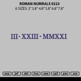 Roman Numerals 0323 Embroidery File 6 sizes