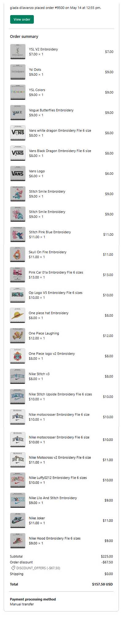giada dilavanzo   order #9500
