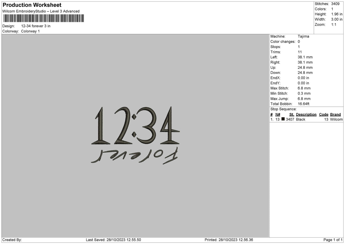 Forever Text Embroidery File 6 sizes