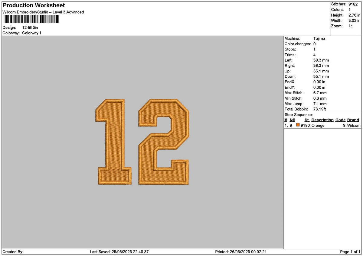 12 Fill Embroidery File 6 sizes