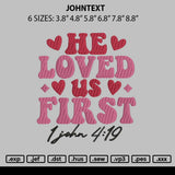 Johntext Embroidery File 6 sizes