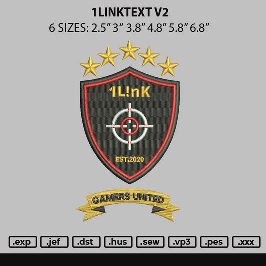 1linktext v2 Embroidery File 6 sizes