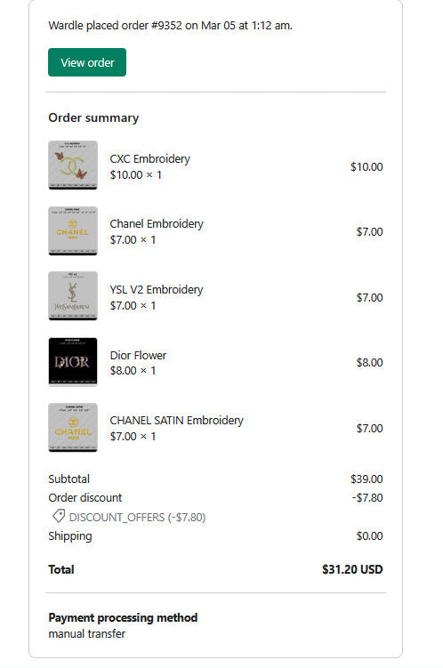 Wardle   order #9352