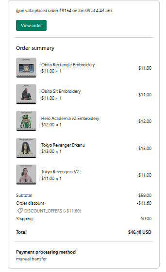 gjon vata Order #9154