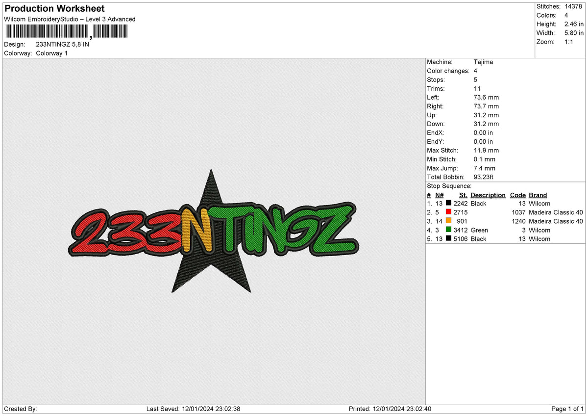 233NTINGZ Embroidery File 6 size