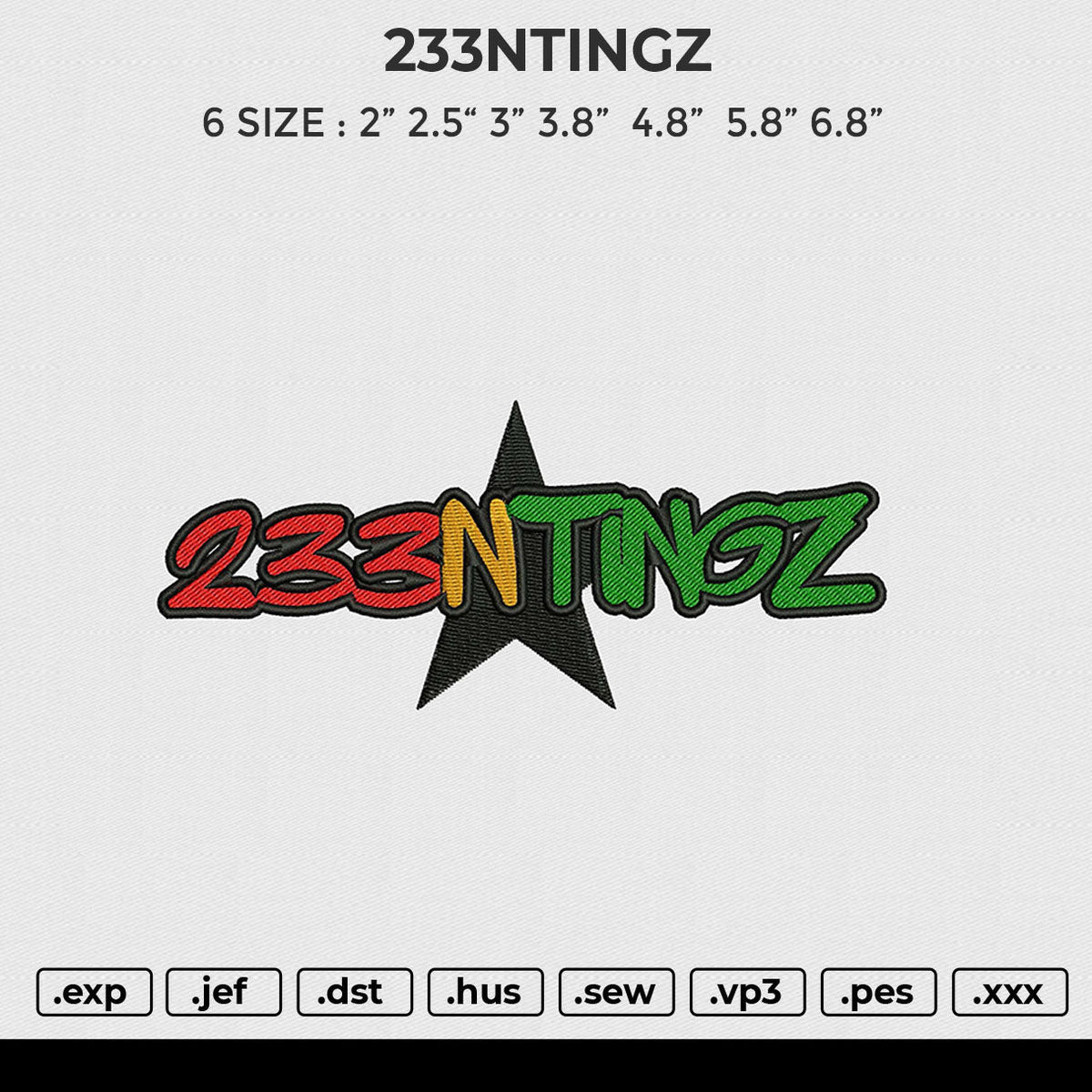 233NTINGZ Embroidery File 6 size