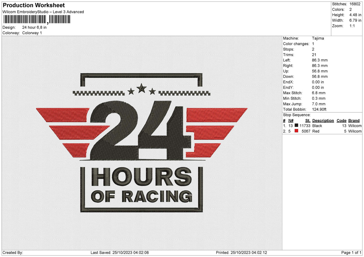 24 hour Embroidery File 6 size