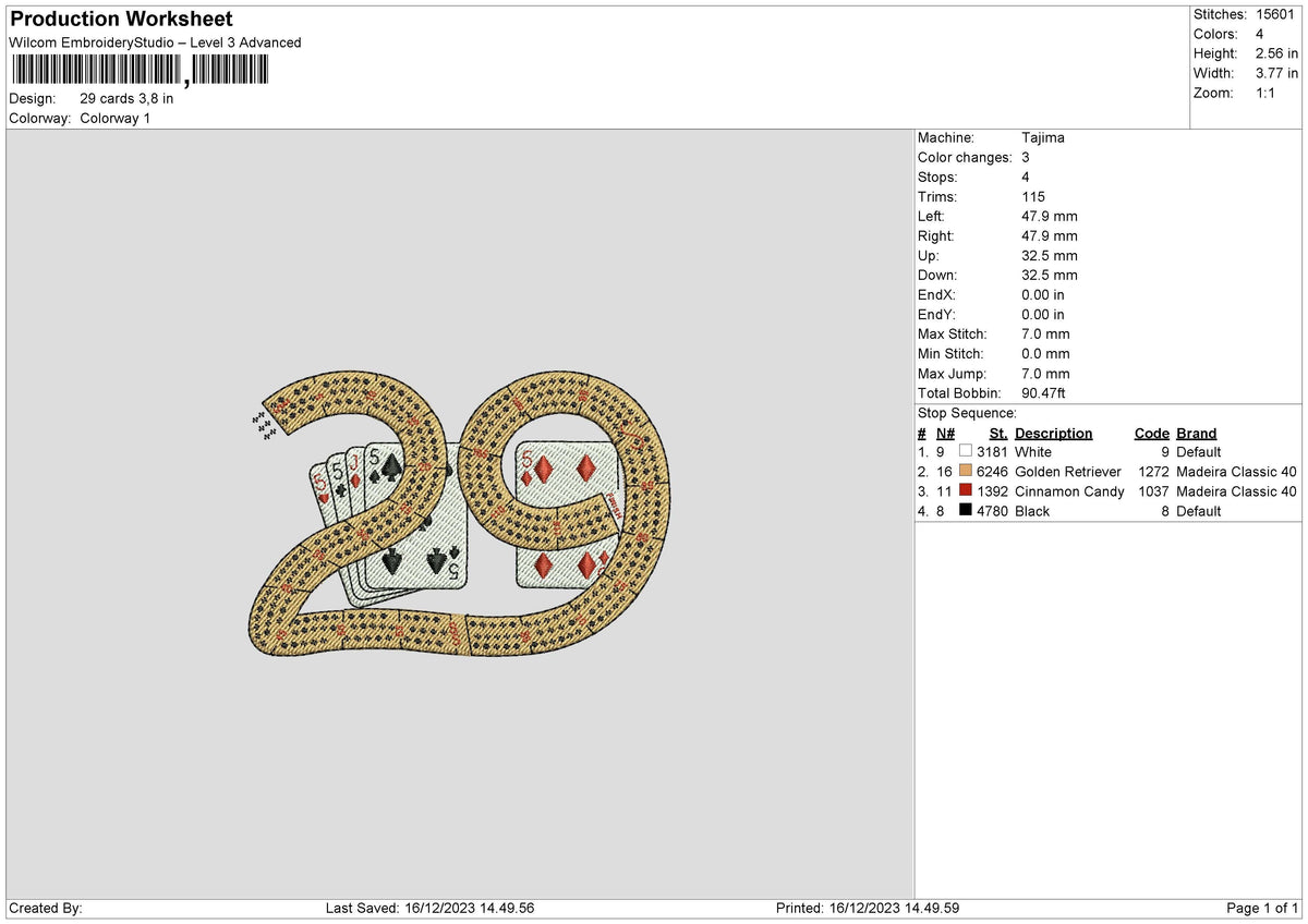 Cards 1612 Embroidery File 6 sizes