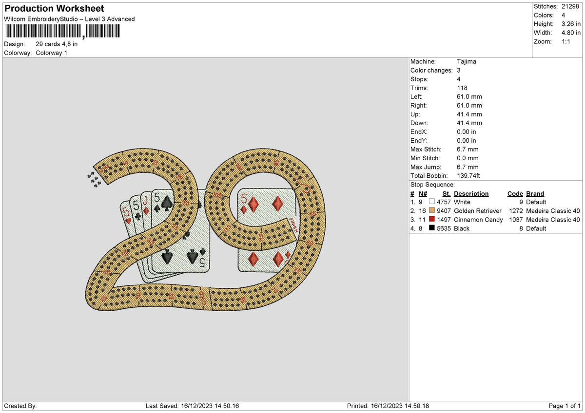 Cards 1612 Embroidery File 6 sizes