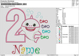 2 Babyshark App Embroidery File 6 sizes